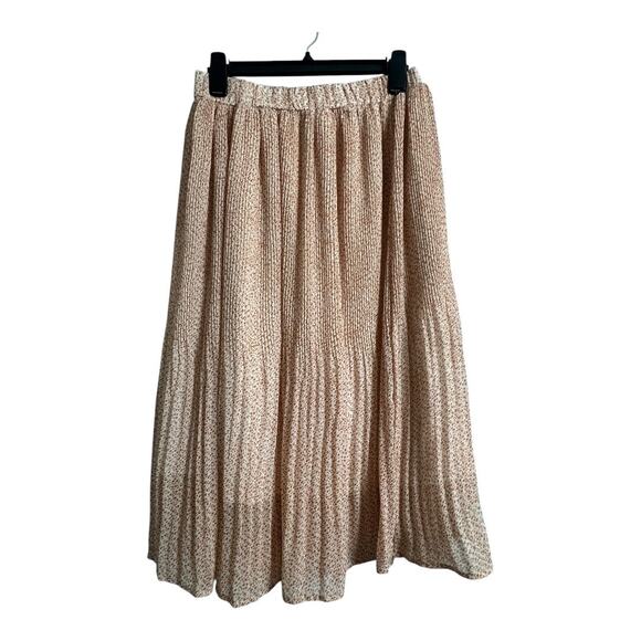 Molly Bracken Floral Boho Pleated Midi Skirt Sheer Romantic Cottagecore M - Picture 1 of 6